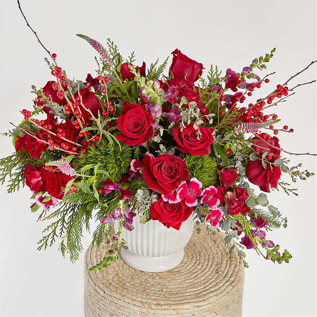 Big Red Bow Bouquet –  The Shoppe At Wildflower Hill, Lampasas TX