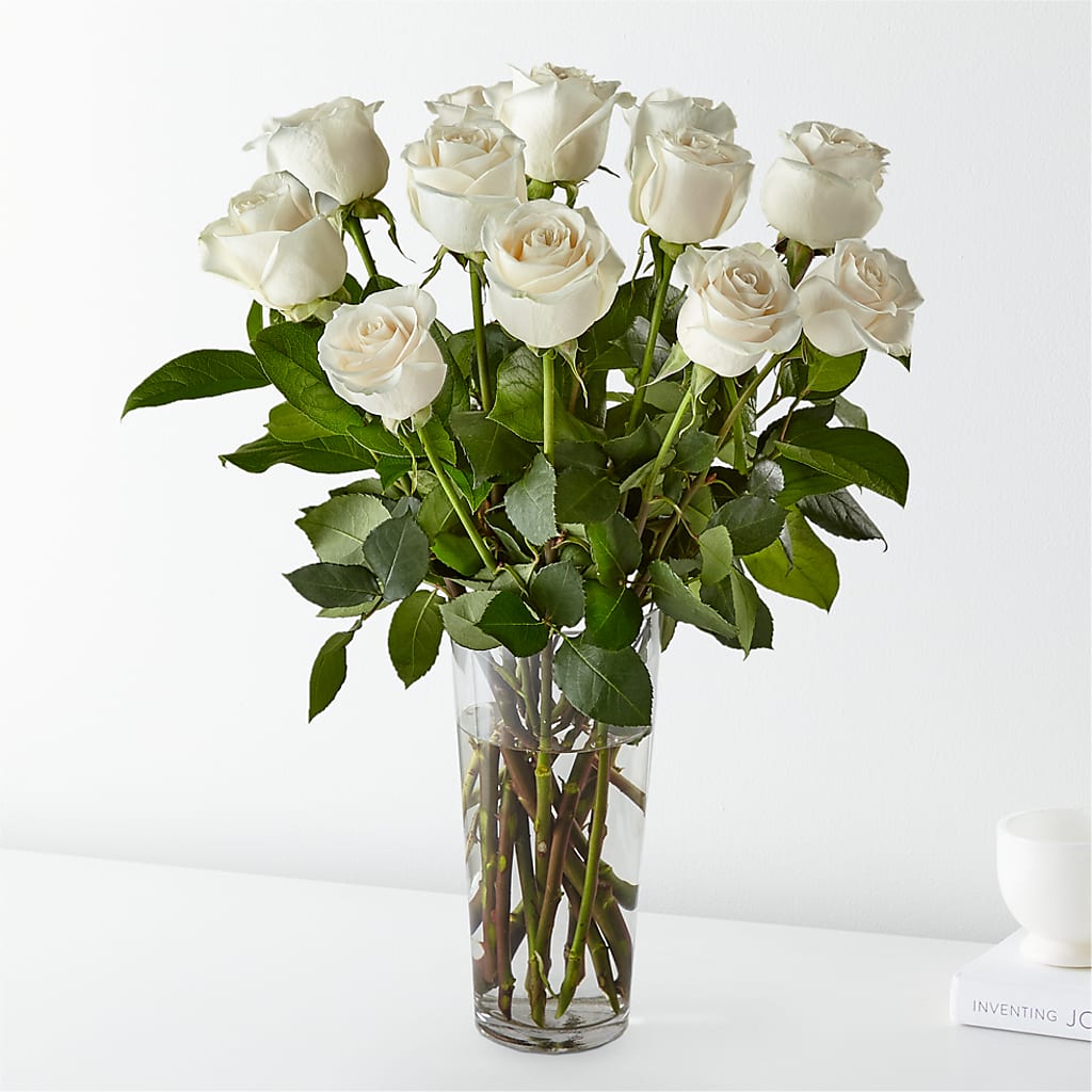 Long Stem White Rose Bouquet – THE SHOPPE ON KEY AVENUE FLORAL & GIFTS, Lampasas TX