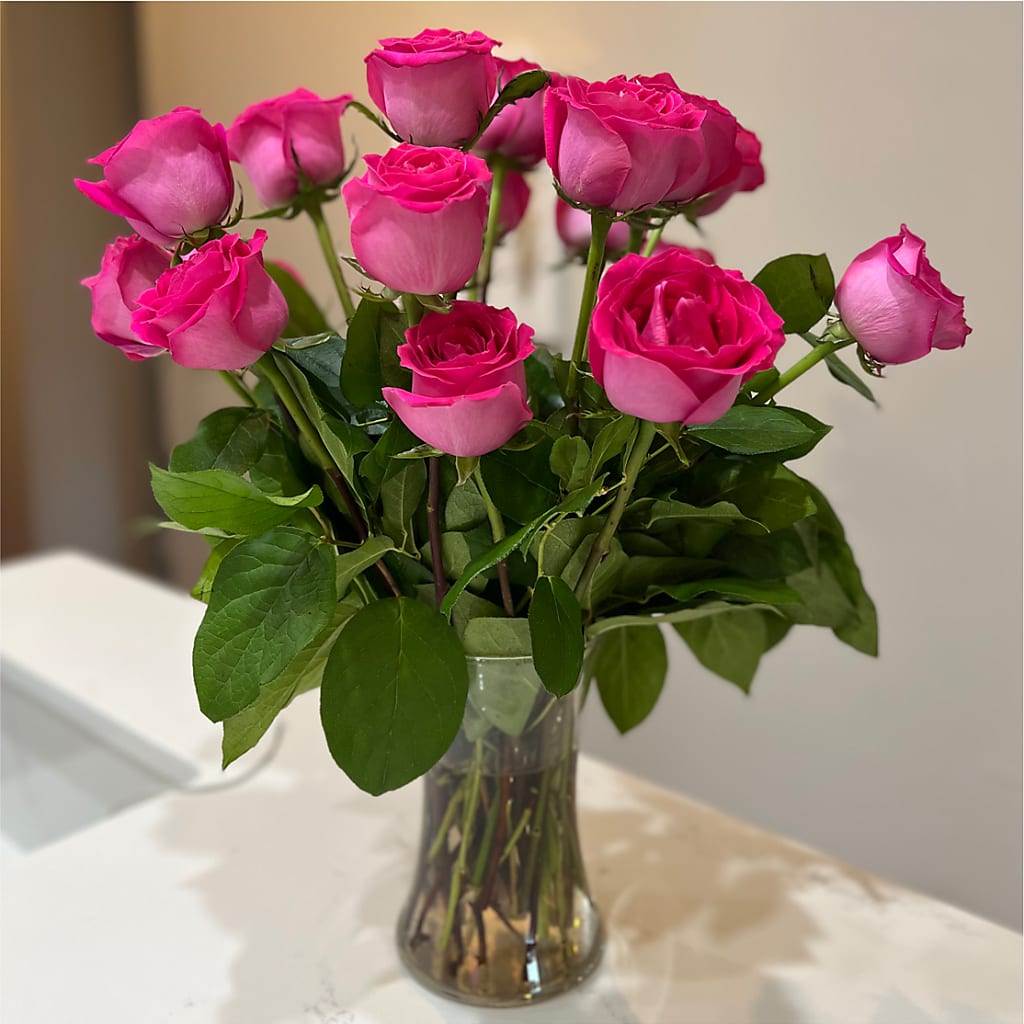 Long Stem Pink Rose Bouquet –  The Shoppe At Wildflower Hill, Lampasas TX