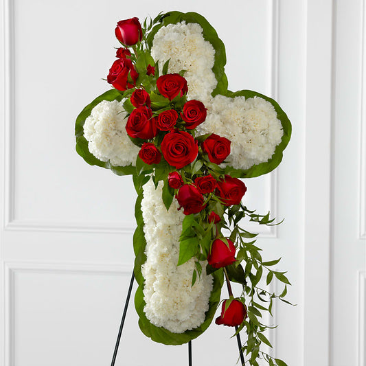 Floral Cross Easel – THE SHOPPE ON KEY AVENUE FLORAL & GIFTS, Lampasas TX