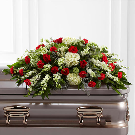 Sincerity Casket Spray – THE SHOPPE ON KEY AVENUE FLORAL & GIFTS, Lampasas TX