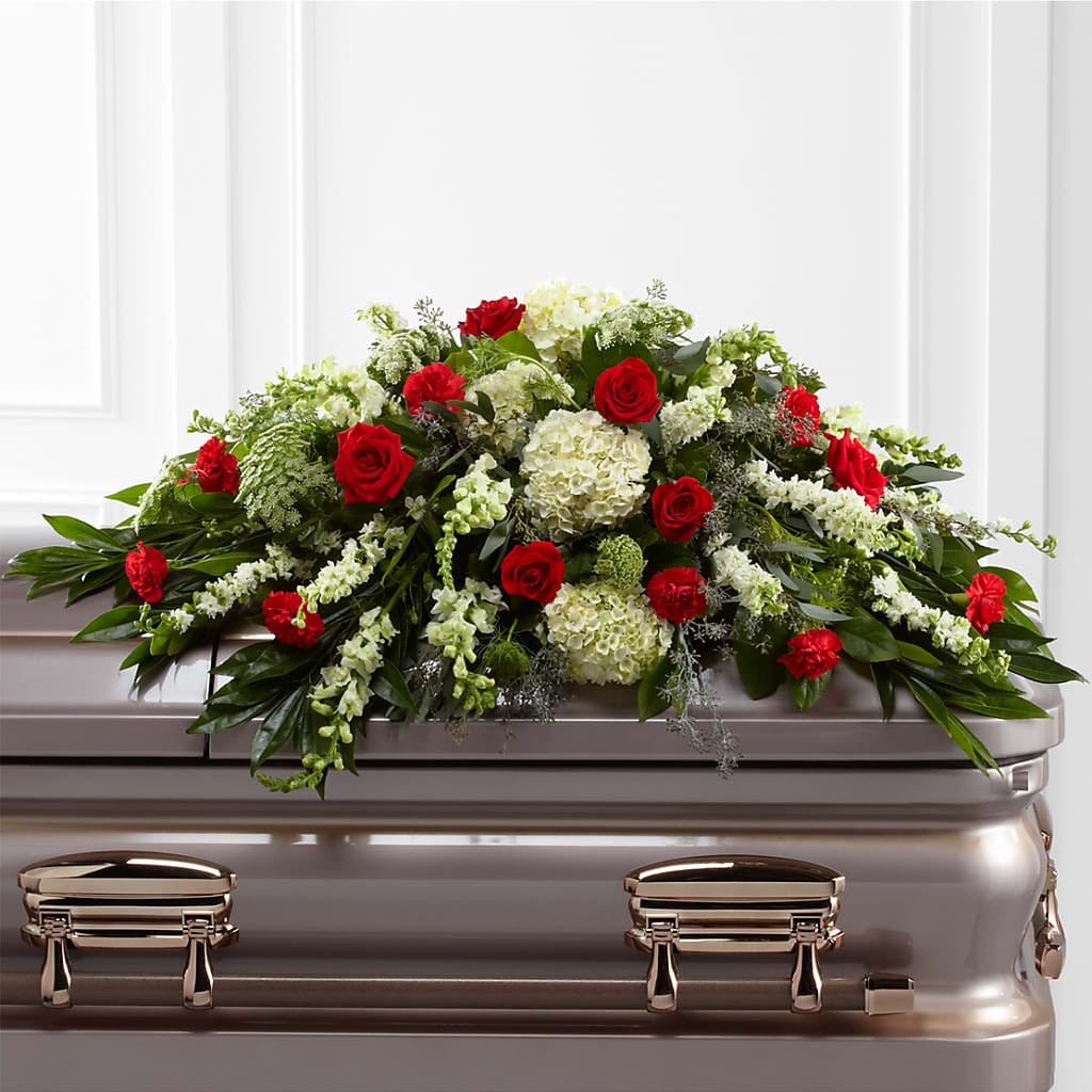 Sincerity Casket Spray – THE SHOPPE ON KEY AVENUE FLORAL & GIFTS, Lampasas TX