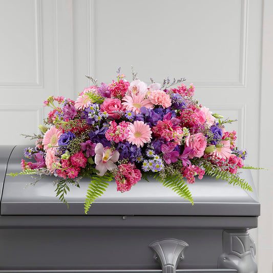Glorious Garden Casket Spray – THE SHOPPE ON KEY AVENUE FLORAL & GIFTS, Lampasas TX