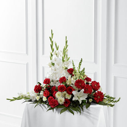 Crimson & White Arrangement – THE SHOPPE ON KEY AVENUE FLORAL & GIFTS, Lampasas TX