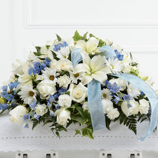 Tender Treasure Casket Spray – THE SHOPPE ON KEY AVENUE FLORAL & GIFTS, Lampasas TX