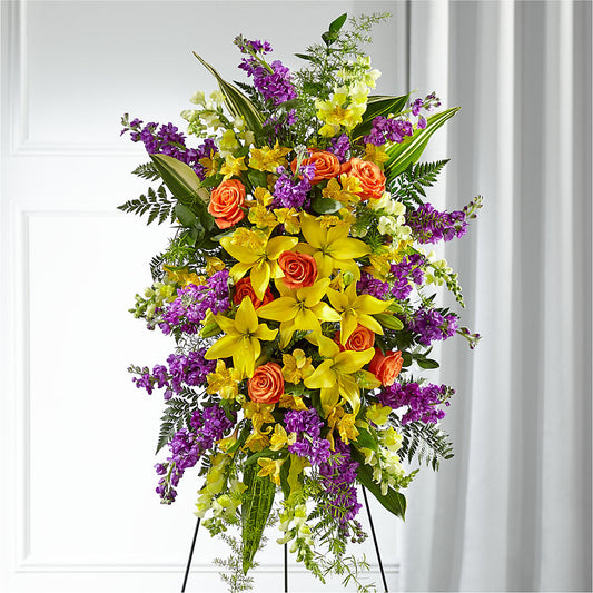 Thoughtful Prayers Standing Spray – THE SHOPPE ON KEY AVENUE FLORAL & GIFTS, Lampasas TX
