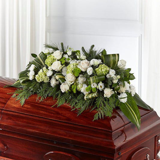 Hopeful Gesture Casket Spray – THE SHOPPE ON KEY AVENUE FLORAL & GIFTS, Lampasas TX