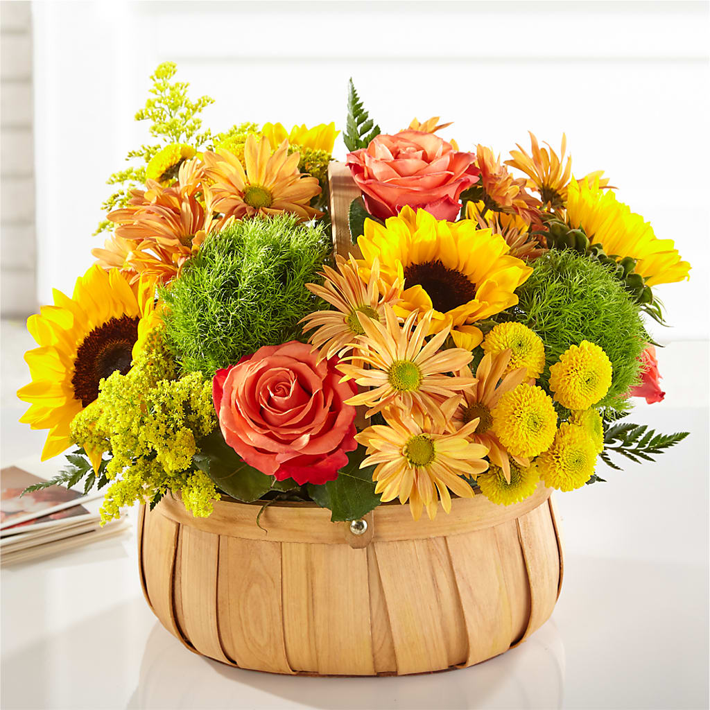 Harvest Sunflower Basket – THE SHOPPE ON KEY AVENUE FLORAL & GIFTS, Lampasas TX