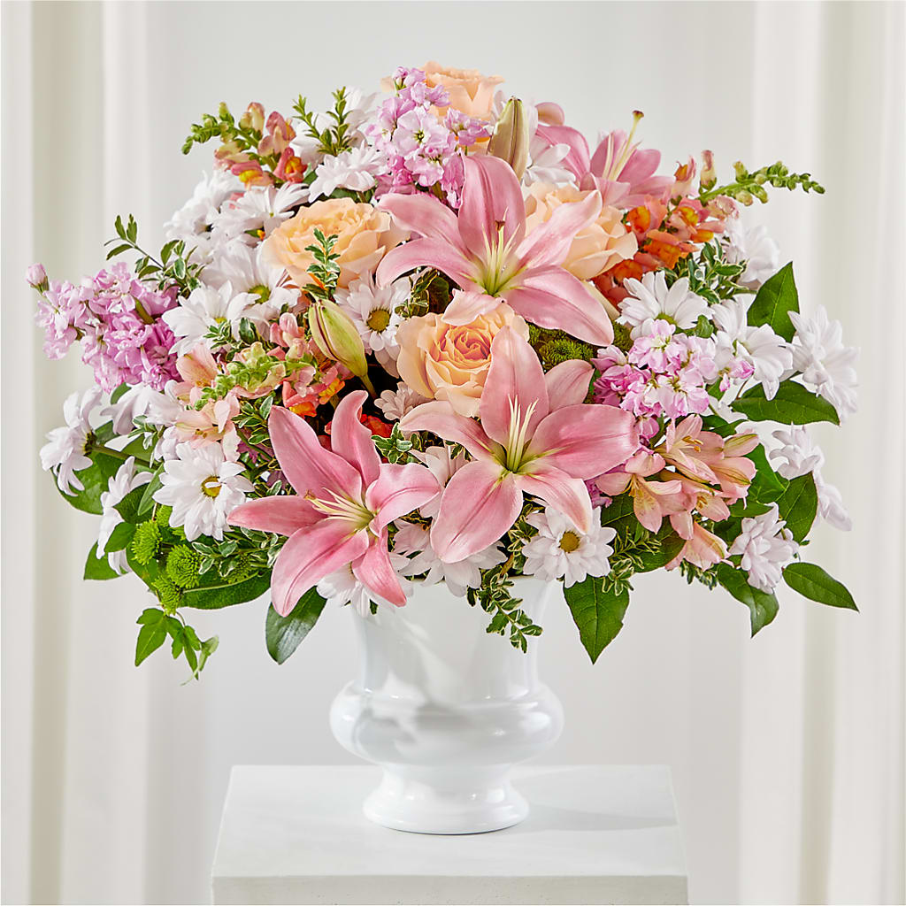 Heartfelt Gesture Urn Arrangement – THE SHOPPE ON KEY AVENUE FLORAL & GIFTS, Lampasas TX