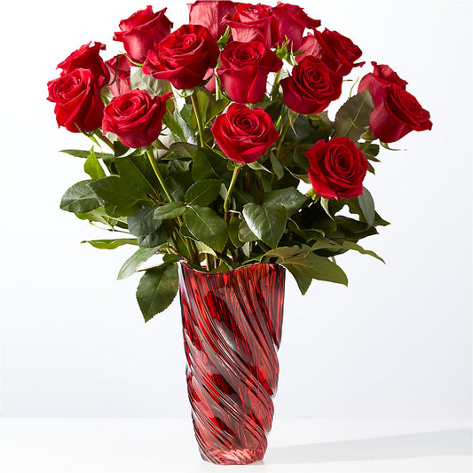 Classic Love Red Rose Bouquet with Luxe Swirl Vase – THE SHOPPE ON KEY AVENUE FLORAL & GIFTS, Lampasas TX