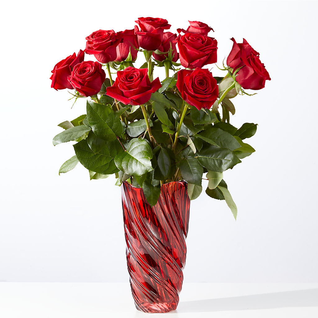Classic Love Red Rose Bouquet with Luxe Swirl Vase – THE SHOPPE ON KEY AVENUE FLORAL & GIFTS, Lampasas TX