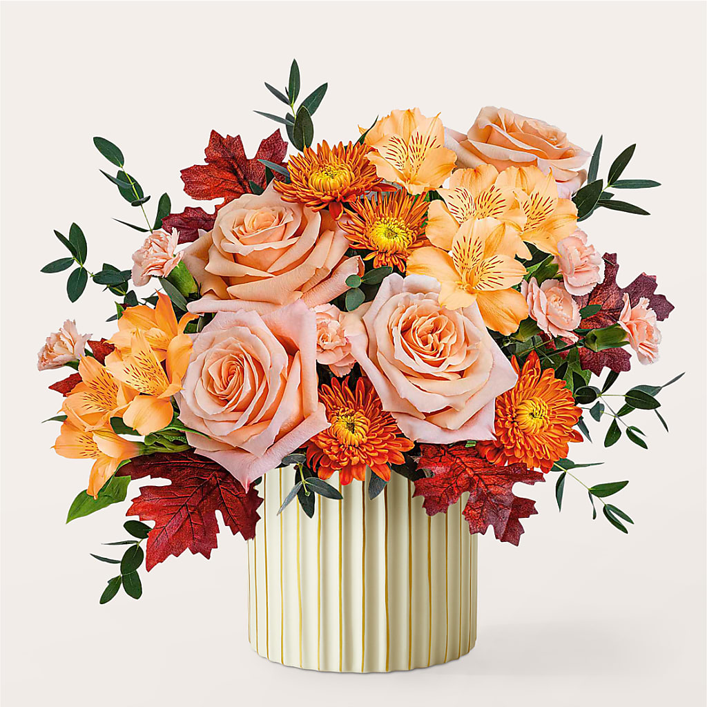 Spiced Latte Bouquet with Ivory Vase –  The Shoppe At Wildflower Hill, Lampasas TX