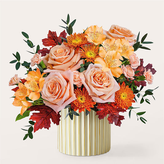Spiced Latte Bouquet with Ivory Vase –  The Shoppe At Wildflower Hill, Lampasas TX