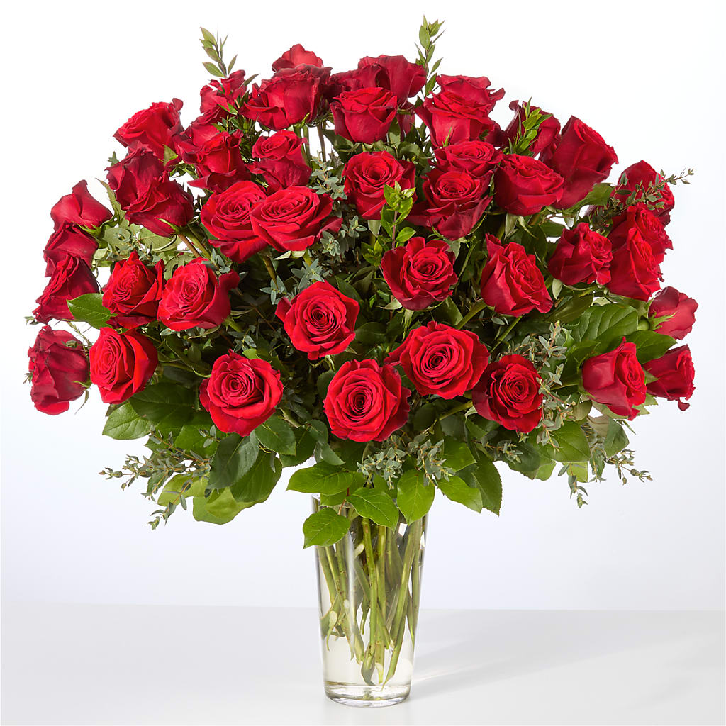 Forever Yours Fifty Stem Red Rose Bouquet –  The Shoppe At Wildflower Hill, Lampasas TX